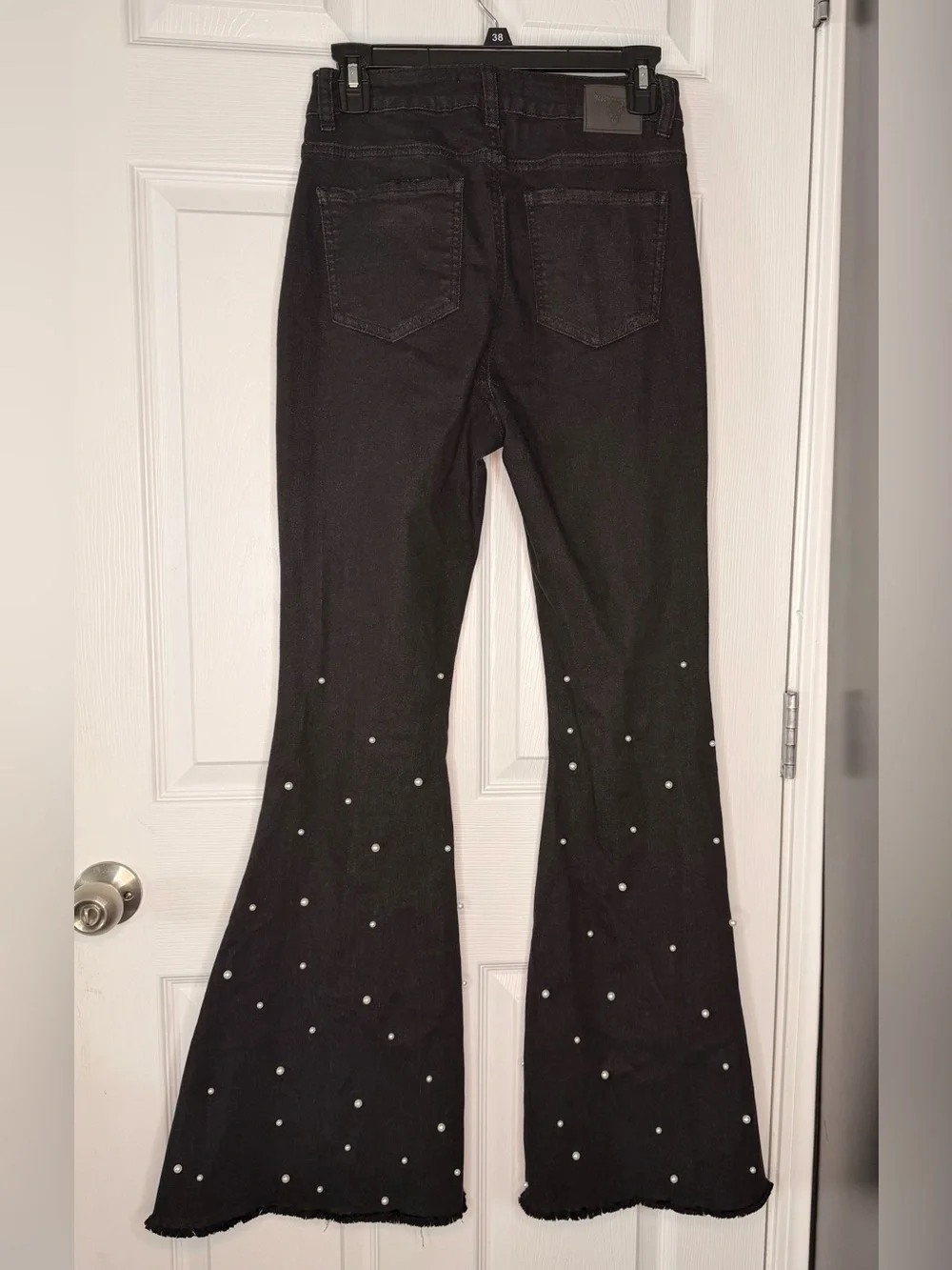 L&B High Rise Flare Jeans -Black with Gold Stitching